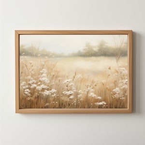 Wildflower Nature Field Landscape: Wildflower Print, Oil Painting, Farmhouse Print, Country Landscape, Cottage Art, Digital Download 227