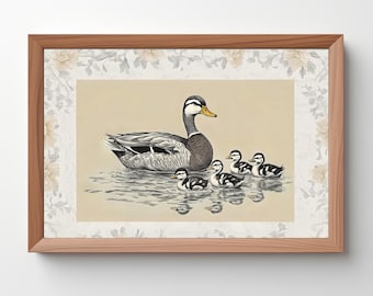 Vintage eendprint: rustiek boerderijdecor (digitale download)