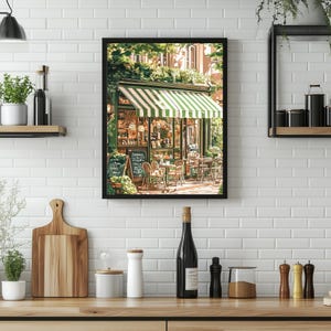 Vintage Coffee Shop: French Cafe Painting, Cafe Art Print, Cozy Coffee Shop, Spring Corner Shop, Coffee Poster, Printable, Download 529