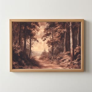 Moody Brown Watercolor: Rustic Landscape Painting, Brown Dark Artwork, Moody Woodland Art, Vintage Woodland Drawing, Rustic, Download 431
