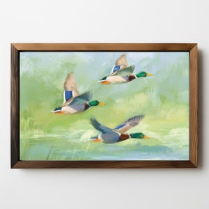 Art mural de canards colverts : peinture de canard, décoration grand-millénaire, art pastel de canards, paysage de marais de canard, décoration d&#39;intérieur de canard, téléchargement numérique 550