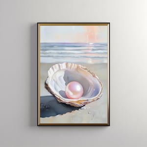 Pink Pearl Seashell: Trendy Coastal Wall Art, Sea Shell, Preppy Beachy Room Decor, Girly Pink Summer Print, Sea Wall Art, Download 319