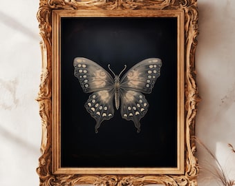 Vintage Butterfly Print: Gothic Dark Academia Wall Art (Digital Download) 444