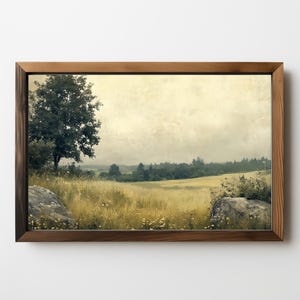 Vintage Landscape Wall Art: Countryside Landscape, Cottagecore, Rustic Country, Moody Art, Living Room Painting, Farmhouse, Download 488
