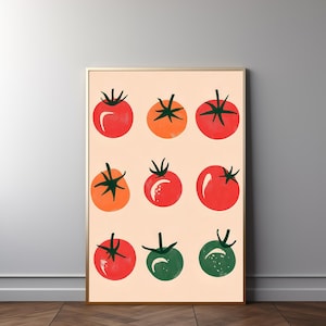 Tomato Print: Kitchen Art, Food Wall Art, Kitchen Decor, Mediterranean Print, Eclectic Kitchen, Food Print, Vintage Food Art, Download 491