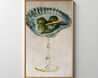 Impresión artística de Martini de concha: Decoración ecléctica para carrito de bar (Descarga digital) 262