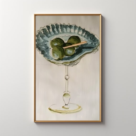 Seashell Martini Art Print: Eclectic Bar Cart Decor (Digital Download) 262