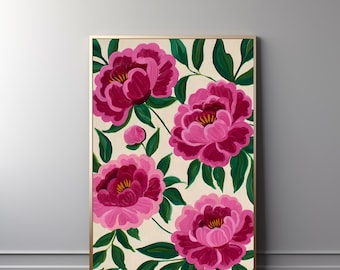 Pink Peony Wall Art: Abstract Floral Print (Digital Download) 565
