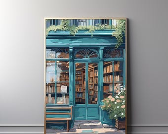 New York Bookstore Print: Anime Style Reading Art (Digital Download) 312