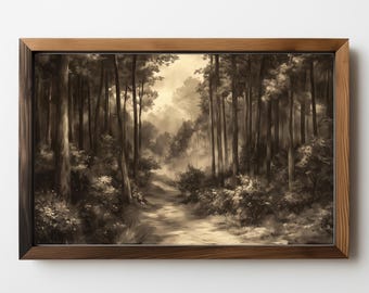 Moody Forest Print: Vintage Charcoal Landscape (Digital Download) 364