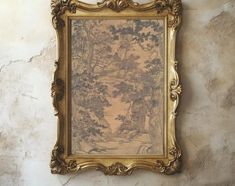Vintage Woodland Sketch Print: Antique Landscape Art (Digital Download) 513