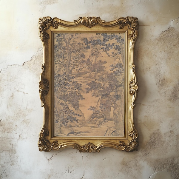 Vintage Woodland Sketch Print: Antique Landscape Art (Digital Download) 513