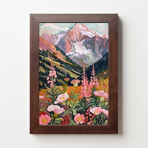 Mountain Wildflower Abstract Art: Wildflower Art, Spring Wildflowers, Maximalist, Colorful Mountain Scenery, Floral Botanical, Download 290