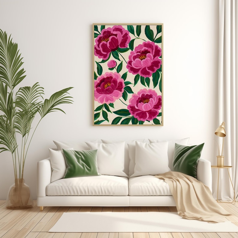 Pink Peony Wall Art: Abstract Floral Print (digital Download) 565 - Etsy