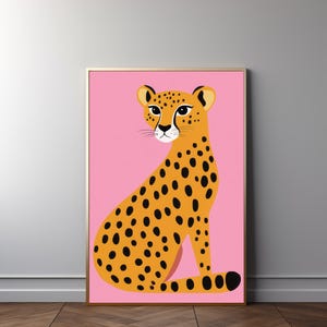 Schattige luipaardprint: roze luipaardprint, minimale cheetahkunst, boho-huisdecor, blosroze muur, jungle-poster, boho-poster, download 530