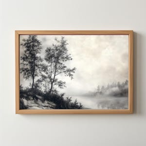 Vintage Landscape Print: Trees Landscape Painting, Trees Landscape Print, Moody Vintage, Farmhouse Painting, Country Painting, Download 402