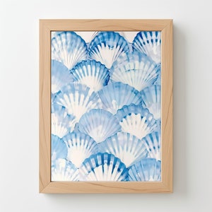 Watercolor Blue Seashells: Pastel Blue, Coastal Blue, Trendy Vintage, Ocean Art, Coastal Grandmother, Coastal Cowgirl Art, Download 285