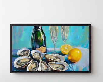 Impresión artística de cóctel de ostras: Decoración playera para carrito de bar (descarga digital) 324
