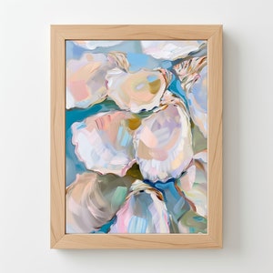 Pastel Oyster Shell Painting: Abstract Seashells, Abstract Beach House Wall Art, Summer Dining Room, Kitchen Decor, Printable Download 202