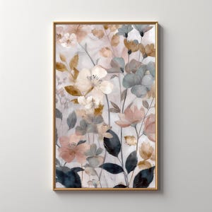 Botanical Painting, Boho Cottagecore Decor, Maximalist Flower Art, Vintage Botanical, Neutral Floral, Eclectic Wall Art, Rustic Floral 588