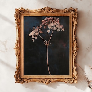 Moody Dark Floral Illustration: Dark Botanical, Dark Floral Art, Plant Sketch, Moody Art Flower, Printable Floral Art, Digital Download 527
