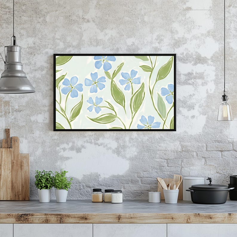 Floral Modern Southern Wall Art: Coastal Grandma Digital Download, Preppy Grandmillennial Art, Instant Southern Wall Decor Print, Download 525