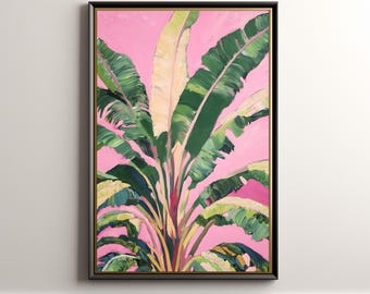Pink Banana Leaf Print: Tropical Summer Botanical Art (Digital Download) 512