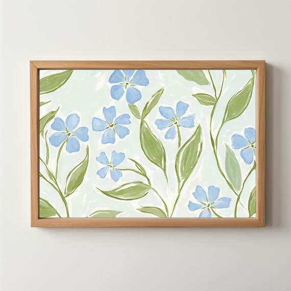 Blue Floral Southern Art Print: Coastal Grandma Decor (Digital Download) 525