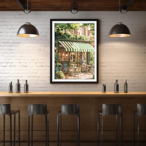 Vintage Coffee Shop: French Cafe Painting, Cafe Art Print, Cozy Coffee Shop, Spring Corner Shop, Coffee Poster, Printable, Download 529
