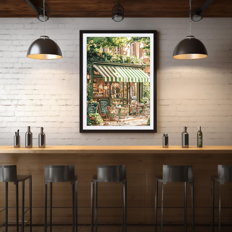 Vintage Coffee Shop: French Cafe Painting, Cafe Art Print, Cozy Coffee Shop, Spring Corner Shop, Coffee Poster, Printable, Download 529