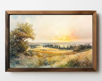 水彩画・風景画・秋の黄昏・夕暮れ・ススキ・湖畔の夕暮れ・自作品 水彩画・風景画・秋の黄昏・夕暮れ・ススキ・湖畔の夕暮れ・自作品