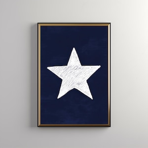 Retro handgetekende sterrenkunst: afdrukbare stertekening, trendy esthetisch decor, minimalistisch, trendy muurkunst, retro poster, digitale download 438