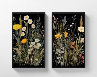 Dark Floral Botanical Prints Set: Moody Vintage Cottagecore (Digital Download) 291
