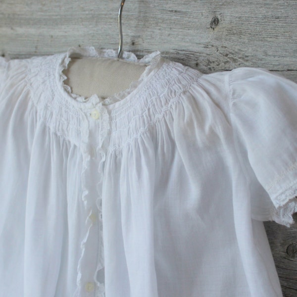 White Summer Baby Dress, Fellman Brothers, Hand Made, Smocked Dress, Infant Dress, baby Girl Clothes, Shower Gift, 6 month to 12 months