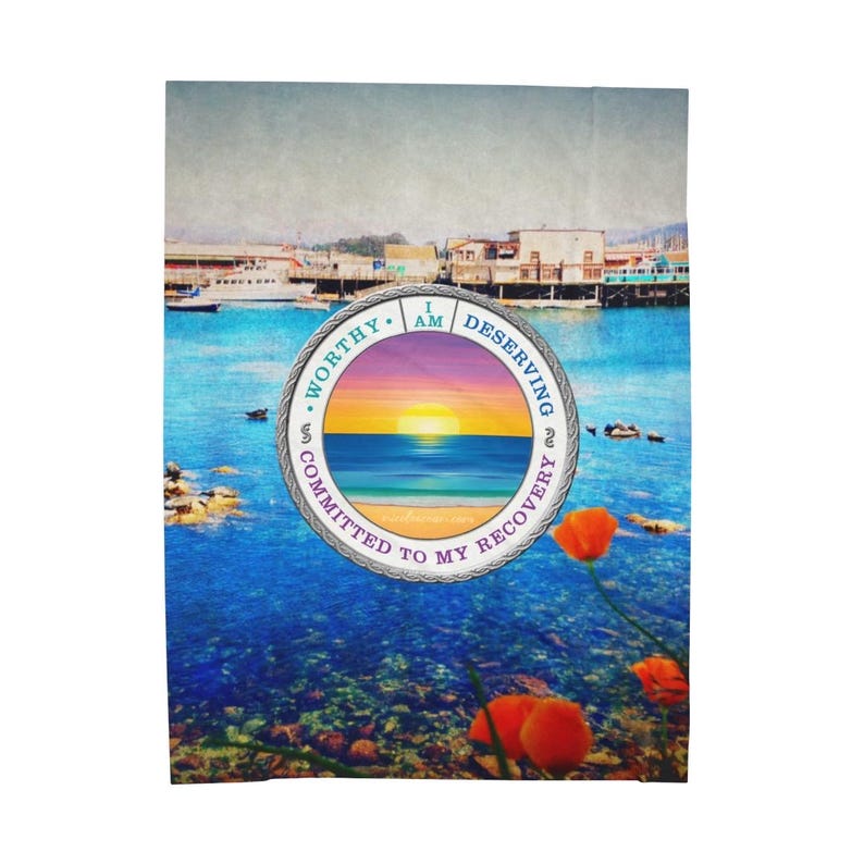 Recovery Themed Velveteen Plush Blanket, Sobriety Gifts, Inspirational