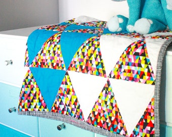 Geometric Triangle Modern Baby Girl Quilt