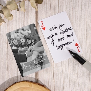 Custom Couple Photo Playing Cards, Deck of Cards Wedding Guest Book, Custom Black and White Photo, Personalized Wedding Gift