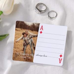 Baraja personalizada con 52 razones por las que te amo, 52 cosas que amo de ti, regalo de San Valentín para ella, regalo de San Valentín para él