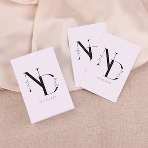 Custom Monogram Wedding Guest Book, Personalized Playing Cards, Initials Poker Cards, Deck of Cards in Box, Wedding Favors