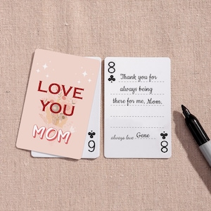 Individuelles Muttertags-Gästebuch, 52 Gründe, warum ich meine Mama liebe, leere Spielkarten, personalisiertes Geschenk für Mama und Großmutter, ein Deck der Liebe