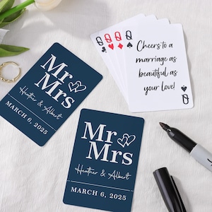 Cartas de baralho de livro de visitas personalizadas, alternativa para livro de visitas de casamento, cartas de baralho de Sr. e Sra., cartas de baralho de casamento, lembrancinhas de casamento