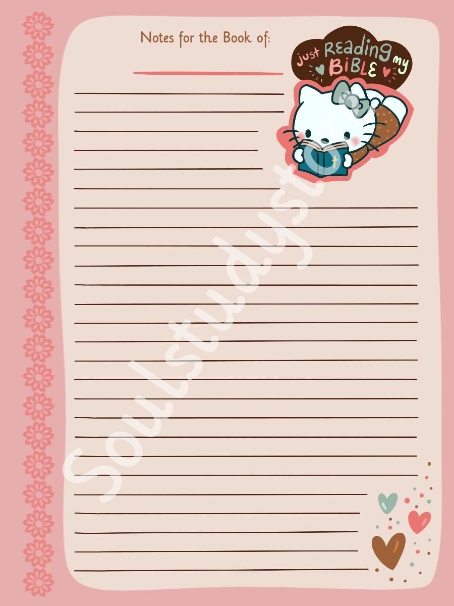 Kawaii Cat Bible Study Notes Page | Printable Journal Insert (PDF) - Etsy