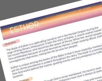 Esther Bible Study Printable - Etsy