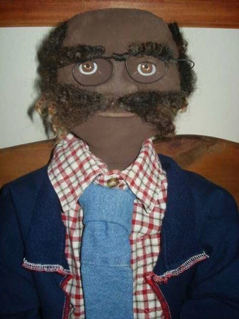 Folk Art Doll Pattern Black Grandpa Doll PATTERN 40 inch ~ Has Tie ~ Glasses ~ Sculpted Face Feet and Individual Fingers