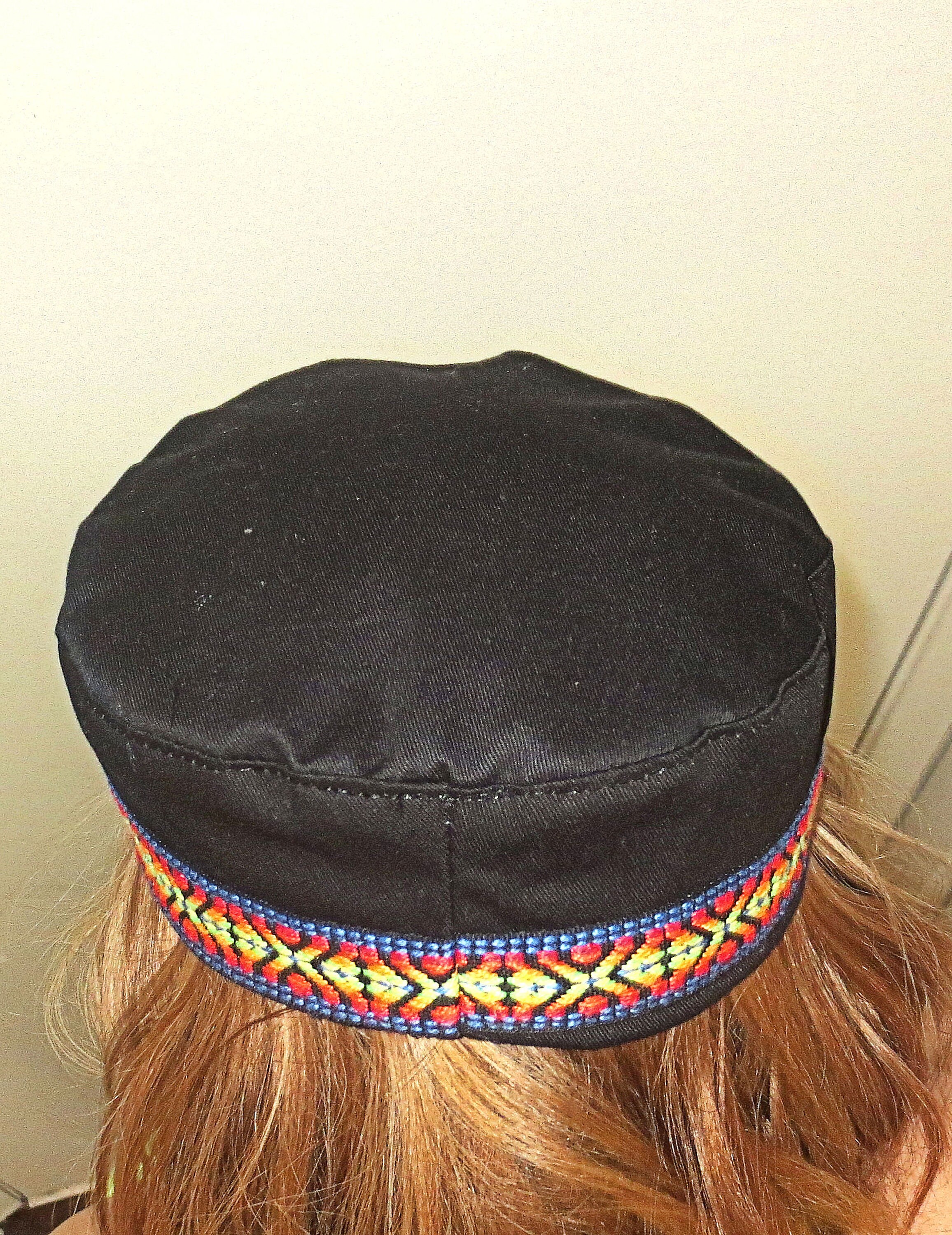 Bucharian black or white kippah multicolored tribal woven | Etsy