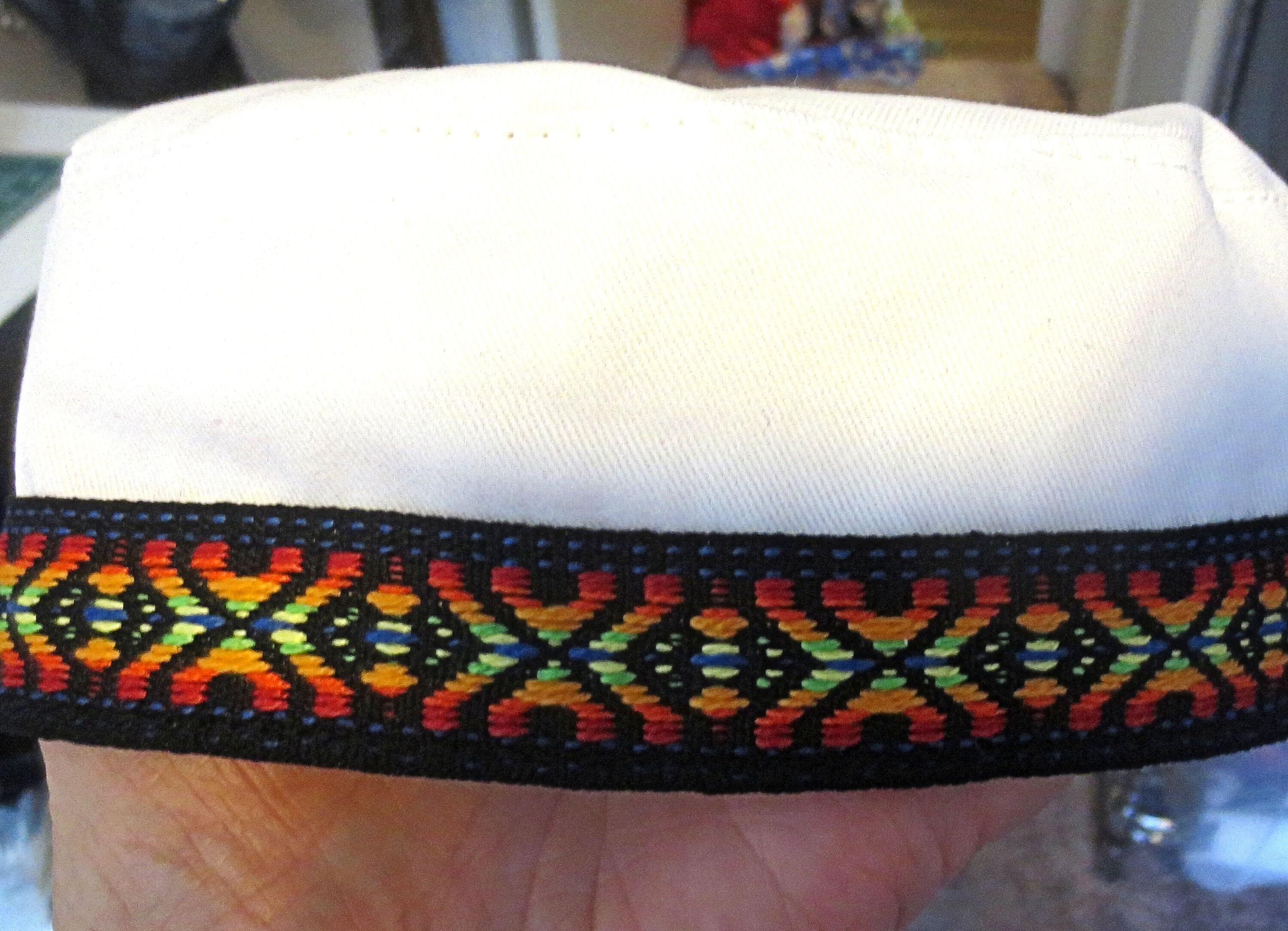 Bucharian black or white kippah multicolored tribal woven | Etsy