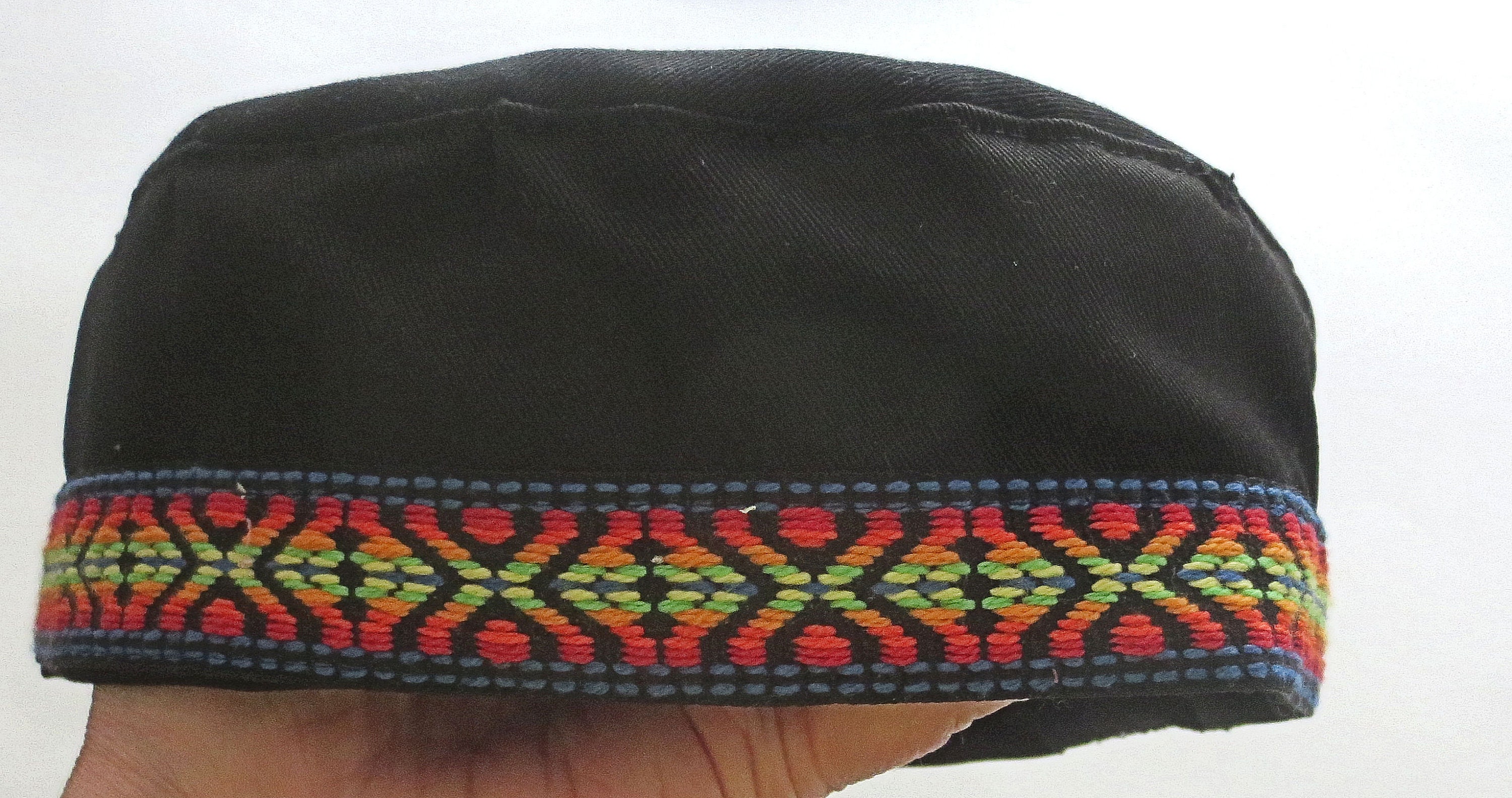 Bucharian black or white kippah multicolored tribal woven | Etsy