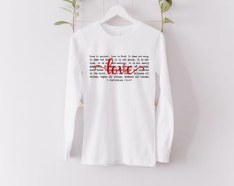 1 Corinthians 13 Love Verse Long Sleeve Tee | Christian Apparel, Faith Scripture