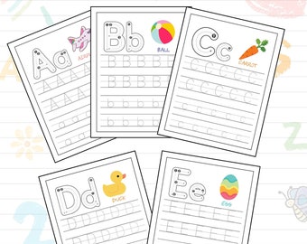 26 Printable Alphabet Upper Case and Lower Case Tracing Preschool Worksheet, ABC Trace Worksheet