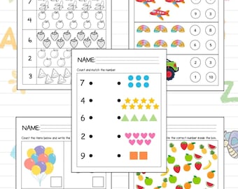 1-10 Number Worksheets for Preschool & Kindergarten, Counting Activity PDF, Learn to Count Printable for Kids